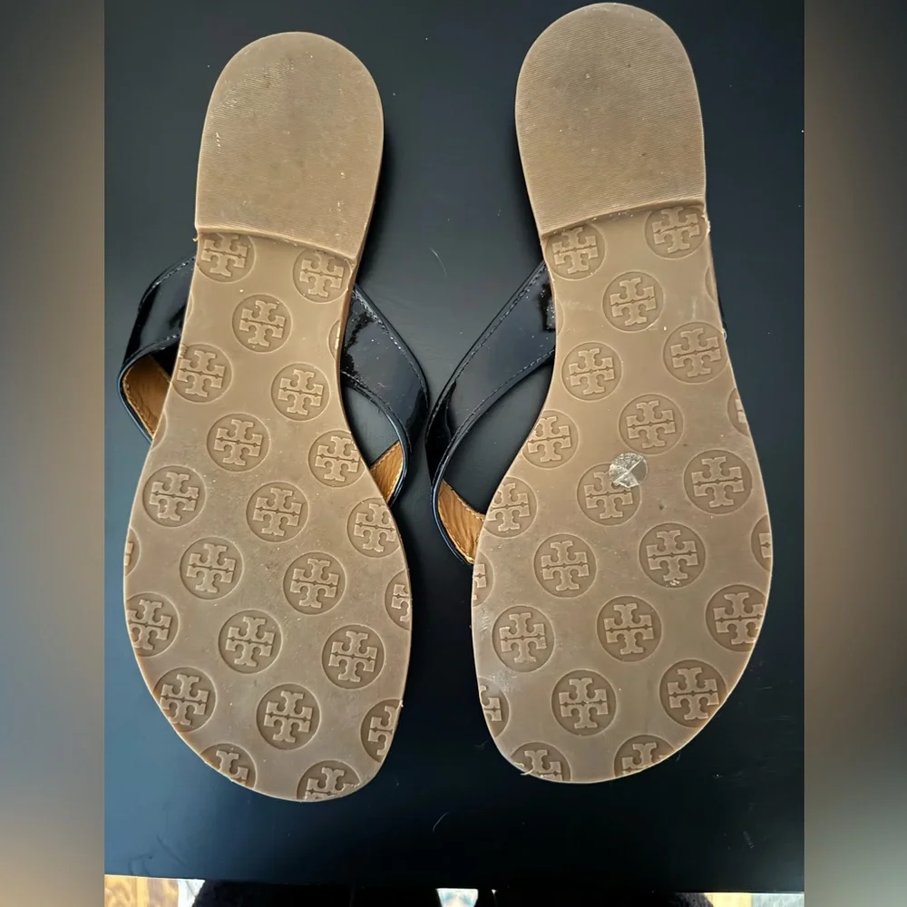 Tory Burch Black and Tan Flip Flops - Picture 3 of 3